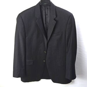 Ralph Lauren Mens Classic Black w/Blue Pinstripe Two Button Blazer Jacket Sz 42R